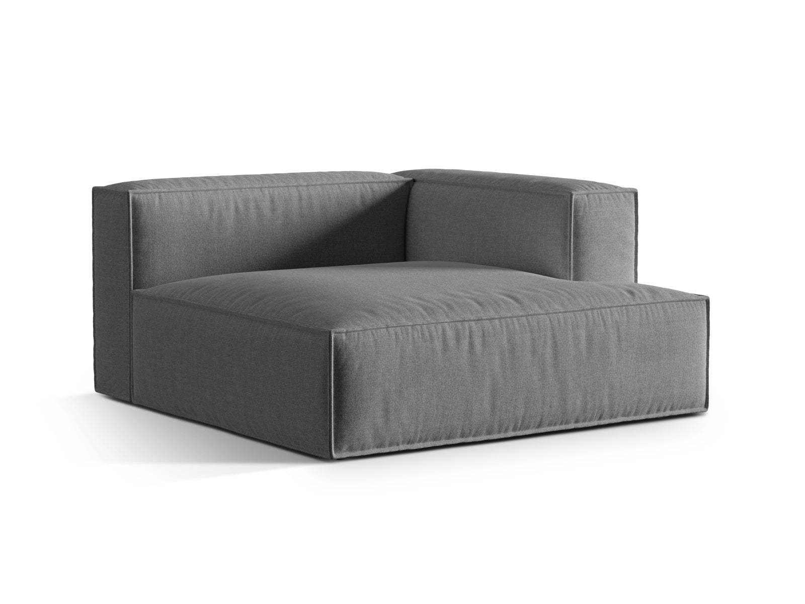Moderne Nuria Velour Chaise Longue in edlem Grau, ideal für entspannte Stunden und als stilvolles Möbelstück in jedem Wohnraum.