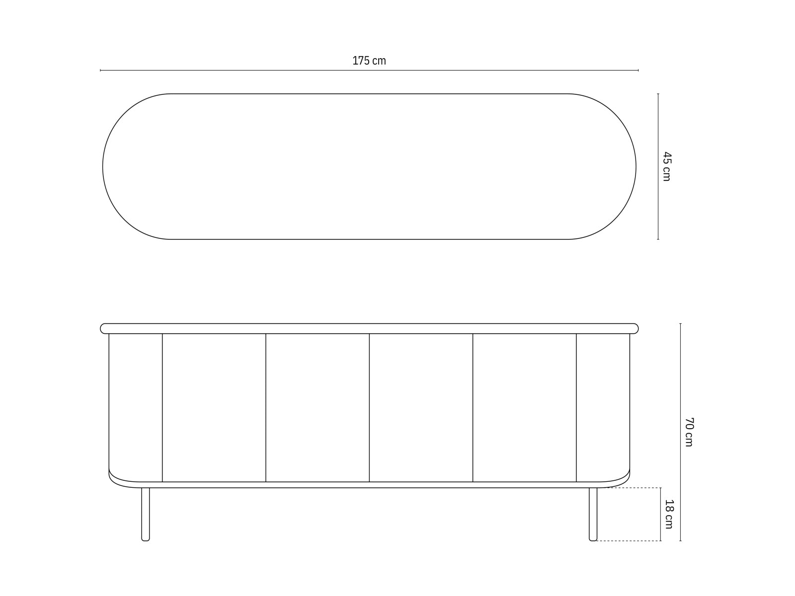 Sideboard Bia, 175x45x70 in präsentiert im Onlineshop von KAQTU Design AG. Sideobard ist von Micadoni