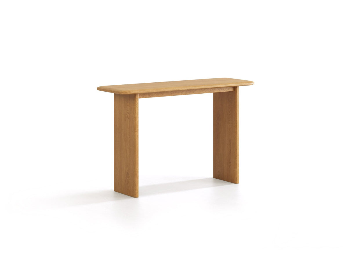 Konsolentisch Charlotte aus massiver Eiche in natürlicher Holzfarbe, vier Beine, Masse 120x40x76 cm, Hersteller Micadoni.
