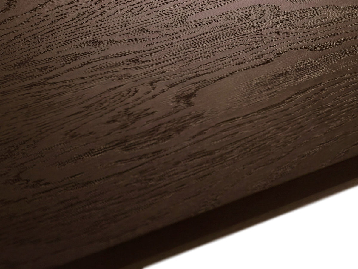 Konsolentisch Izzie aus Holz in Schwarze Eiche mit runden Holzbeinen, gebürsteter Oberfläche und rechteckiger Tischplatte von Micadoni.