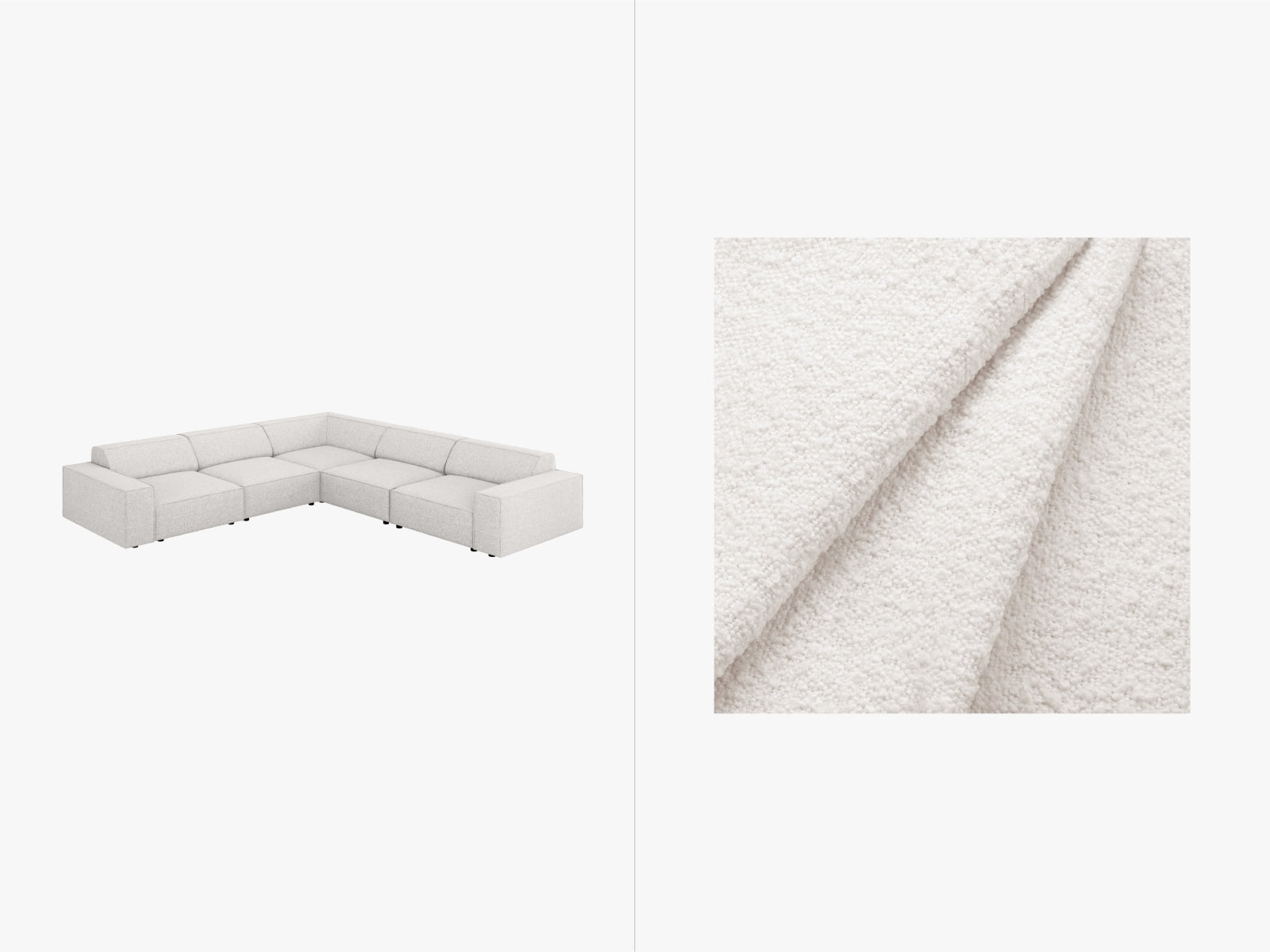 Jodie Boucle Symmetrical Ecksofa 6 Sitzer in White präsentiert im Onlineshop von KAQTU Design AG. Ecksofa ist von Micadoni