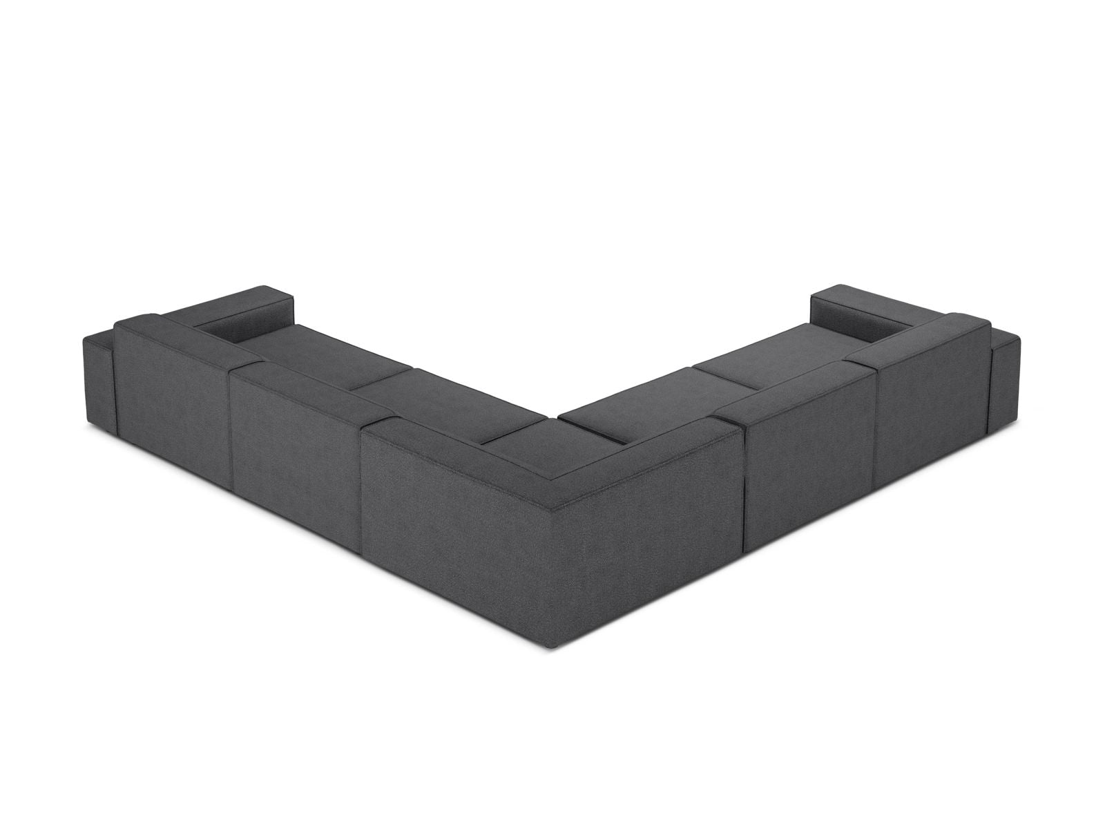 Elegantes Jodie Boucle Ecksofa in symmetrischer Form, 6-Sitzer in Dunkelgrau, ideal für stilvolle Wohnräume.