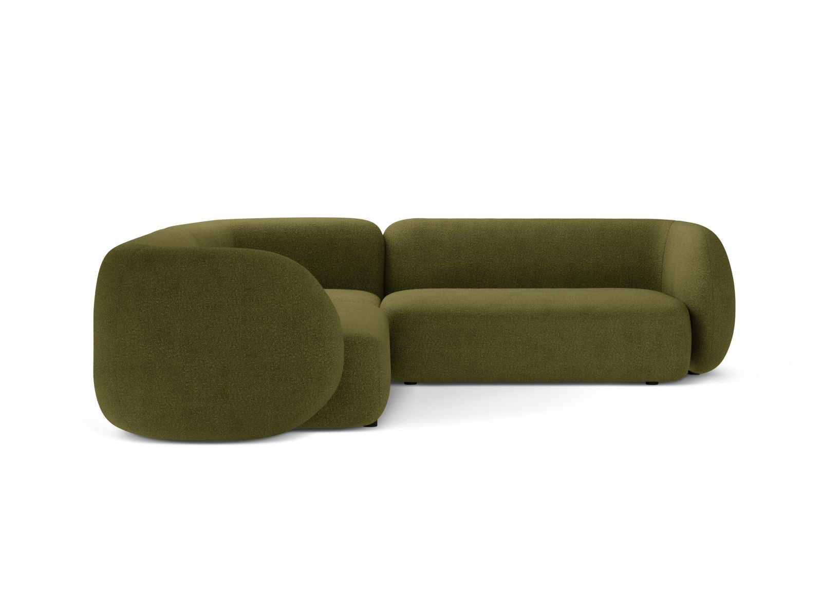 Modulares 5-Sitzer Ecksofa Kate in elegantem Dunkelolivgrün, ideal für stilvolle Wohnräume, präsentiert von Micadoni.