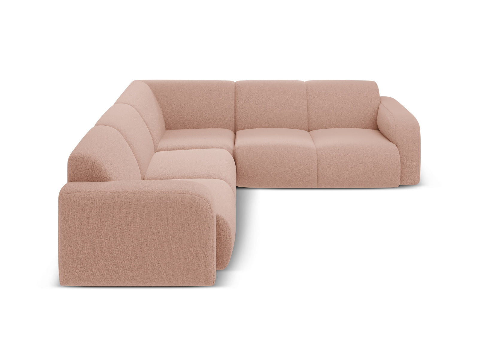 Elegantes Molino Symmetrical Ecksofa in sanftem Powder Pink, ideal für stilvolle Wohnräume. 5-Sitzer von Micadoni.