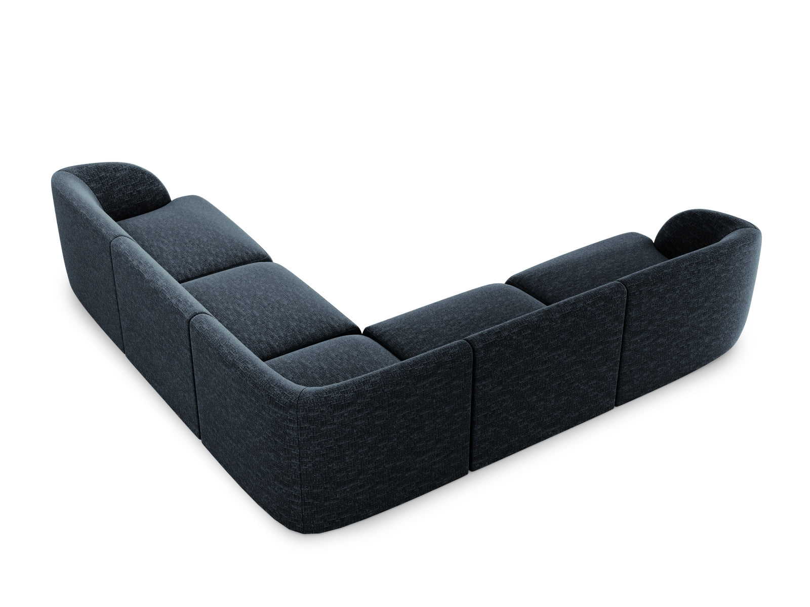 Elegantes Miley Symmetrical Ecksofa in Royalblau, ideal für stilvolle Wohnzimmergestaltung. 5-Sitzer von Micadoni.
