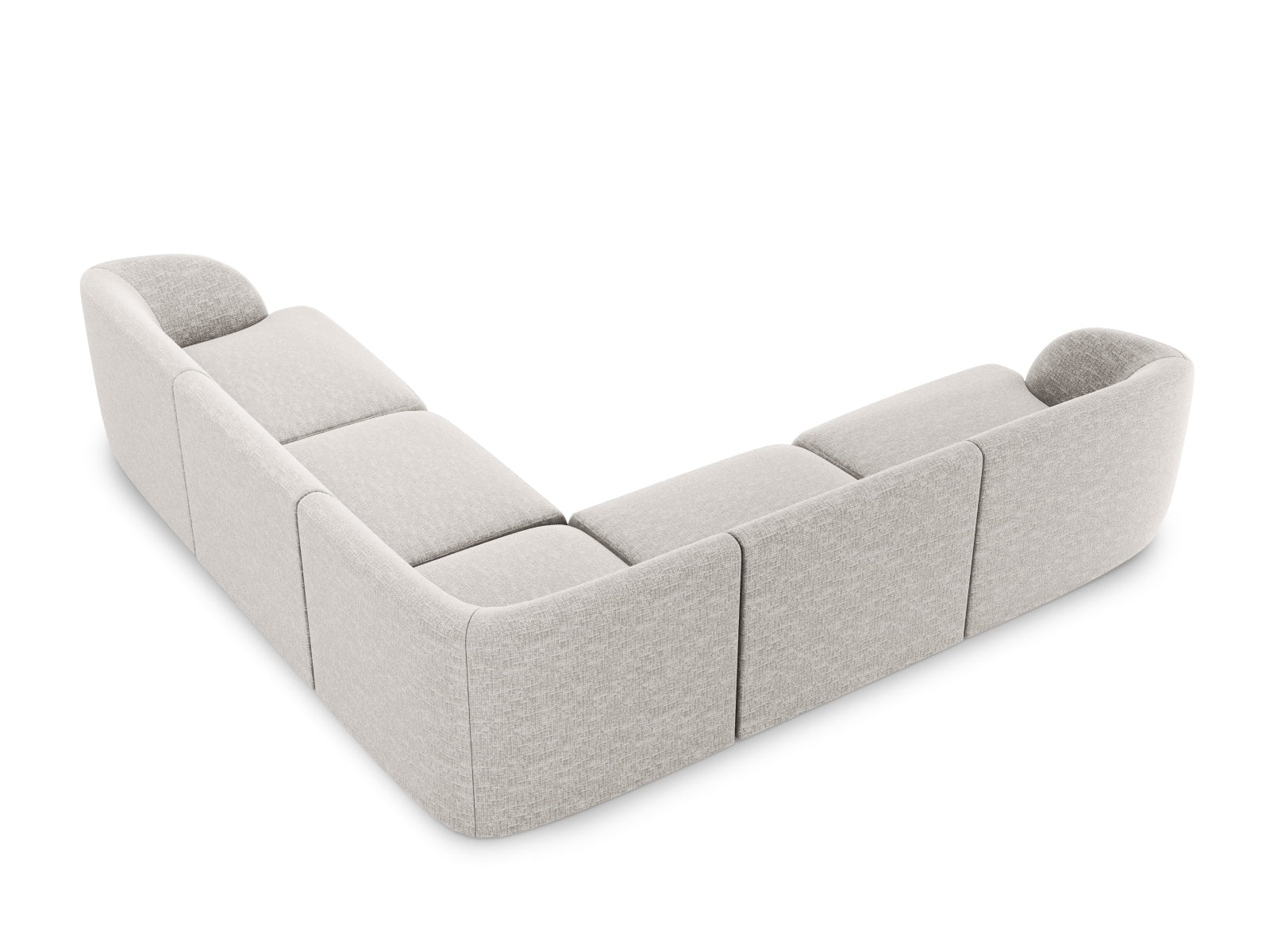 Stylisches Miley Ecksofa in symmetrischem Design, 5-Sitzer in hellem Grau, ideal für moderne Wohnräume.