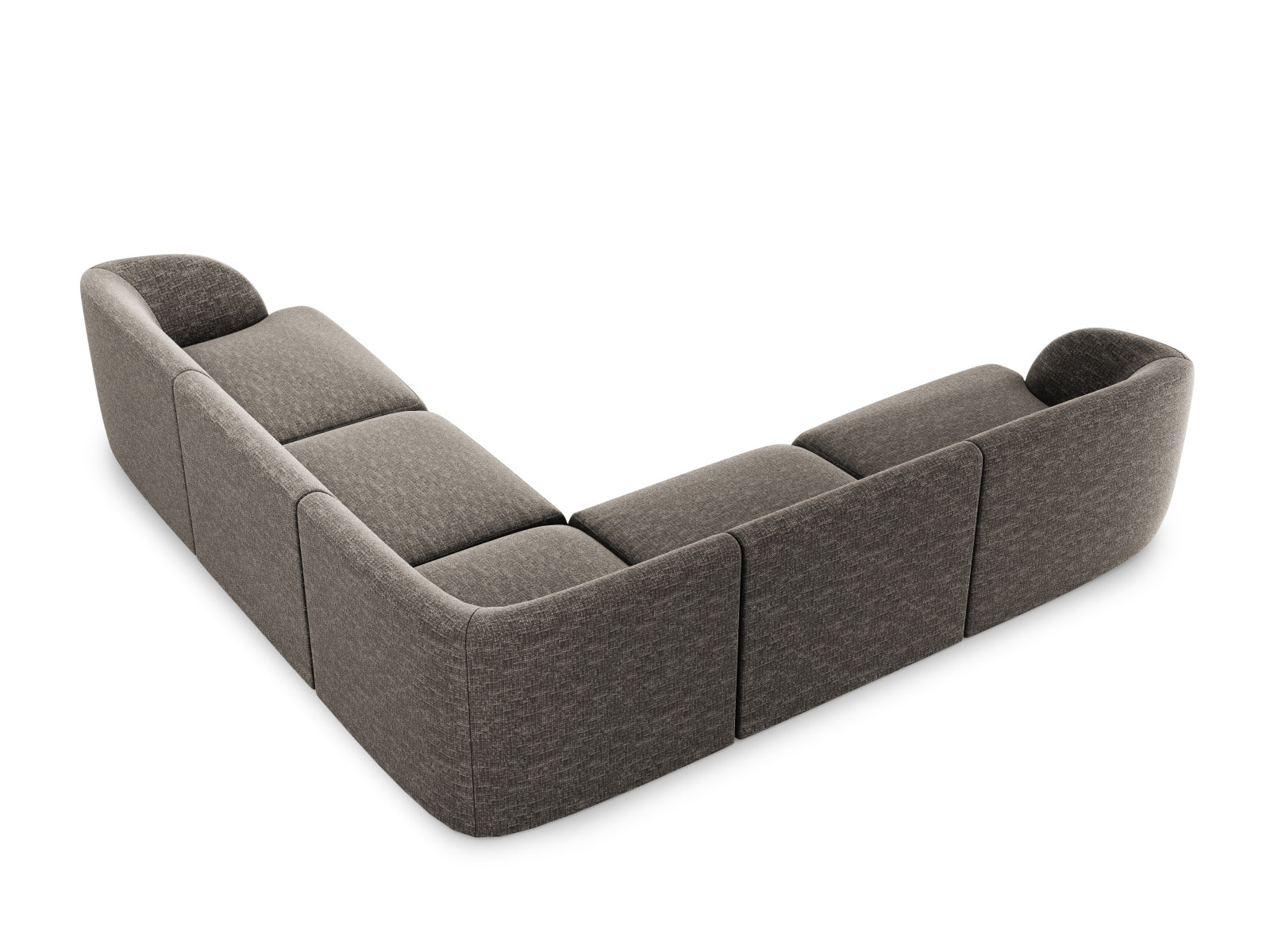 Stylisches Miley Ecksofa in symmetrischer Form, 5-Sitzer in elegantem Grau, ideal für moderne Wohnräume.