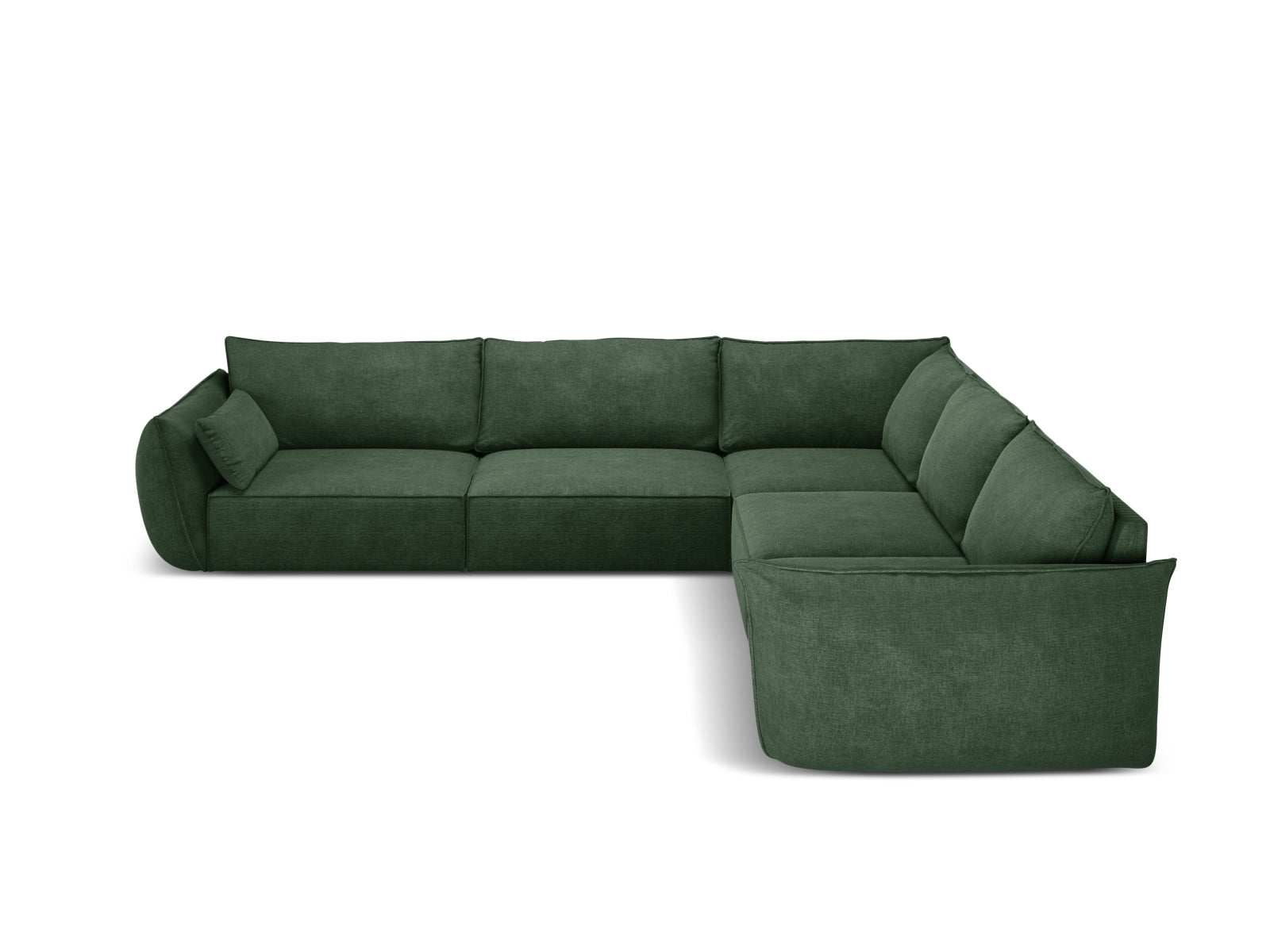 Elegantes Kaelle Symmetrical Ecksofa in Flaschengrün, 7-Sitzer von Micadoni, ideal für stilvolle Wohnräume.