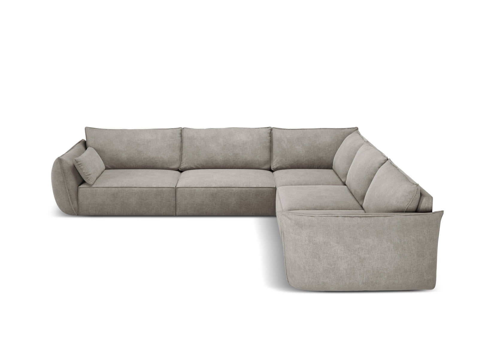 Stylisches Kaelle Symmetrical Ecksofa für 7 Personen in hellem Grau, ideal für moderne Wohnräume und gemütliche Abende.