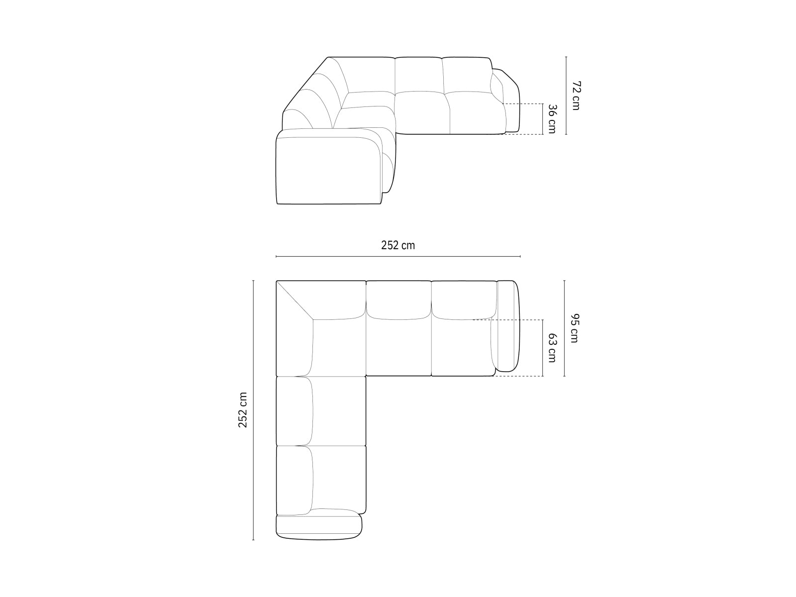 Modernes Molino Symmetrical Ecksofa in zartem Mintgrün, perfekt für gemütliche Wohnzimmer. Geräumiger 5-Sitzer von Micadoni.