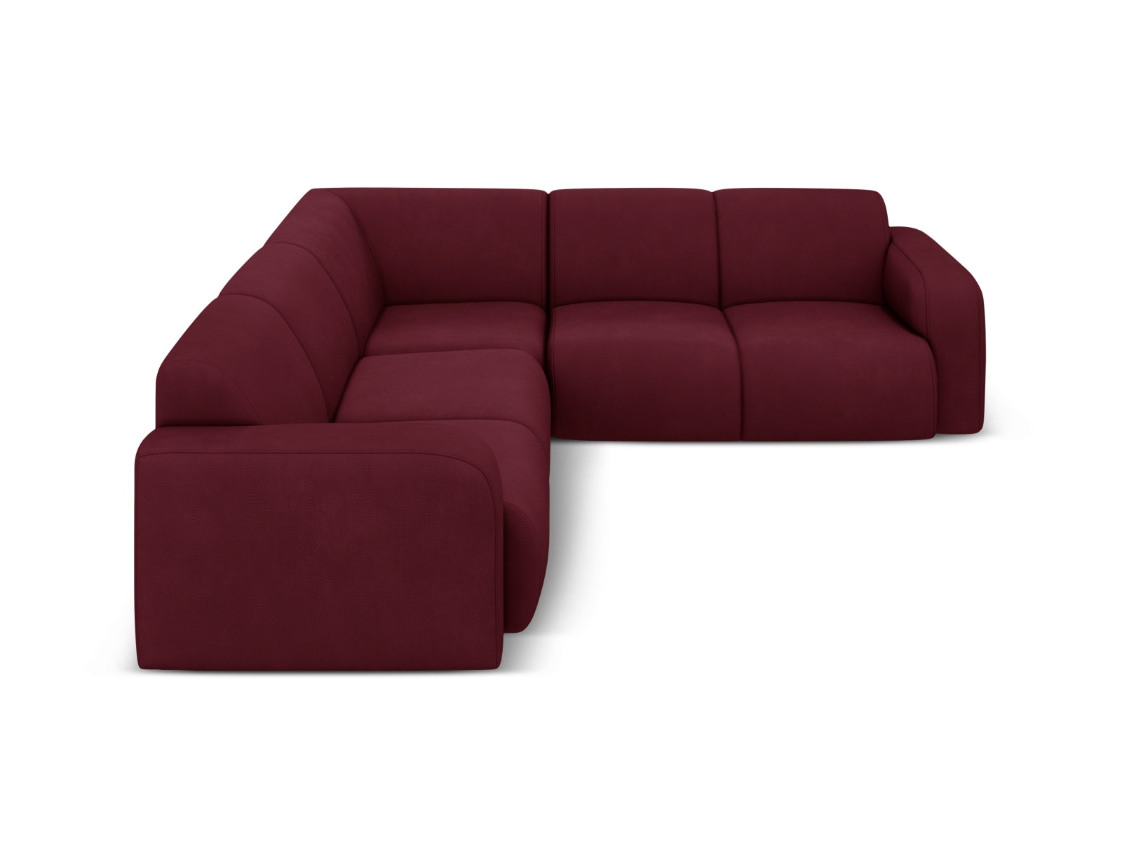 Elegantes Molino Symmetrical Ecksofa in Bordeaux-Rot, ideal für stilvolle Wohnräume. Komfortables 5-Sitzer Design von Micadoni.