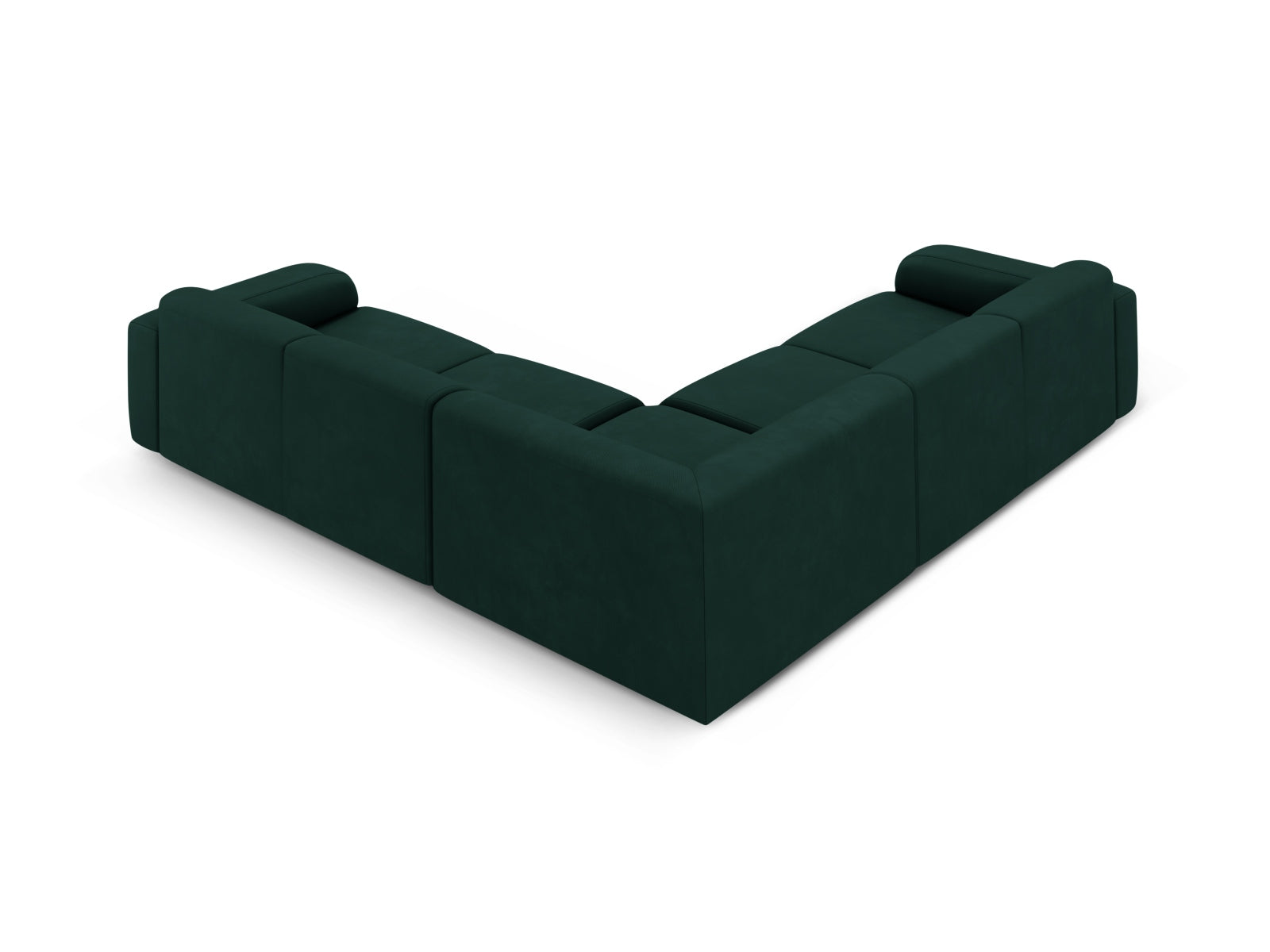 Modernes Molino Symmetrical Ecksofa in edlem Flaschengrün, perfekt für gemütliche Wohnzimmer. 5-Sitzer von Micadoni für höchsten Komfort.