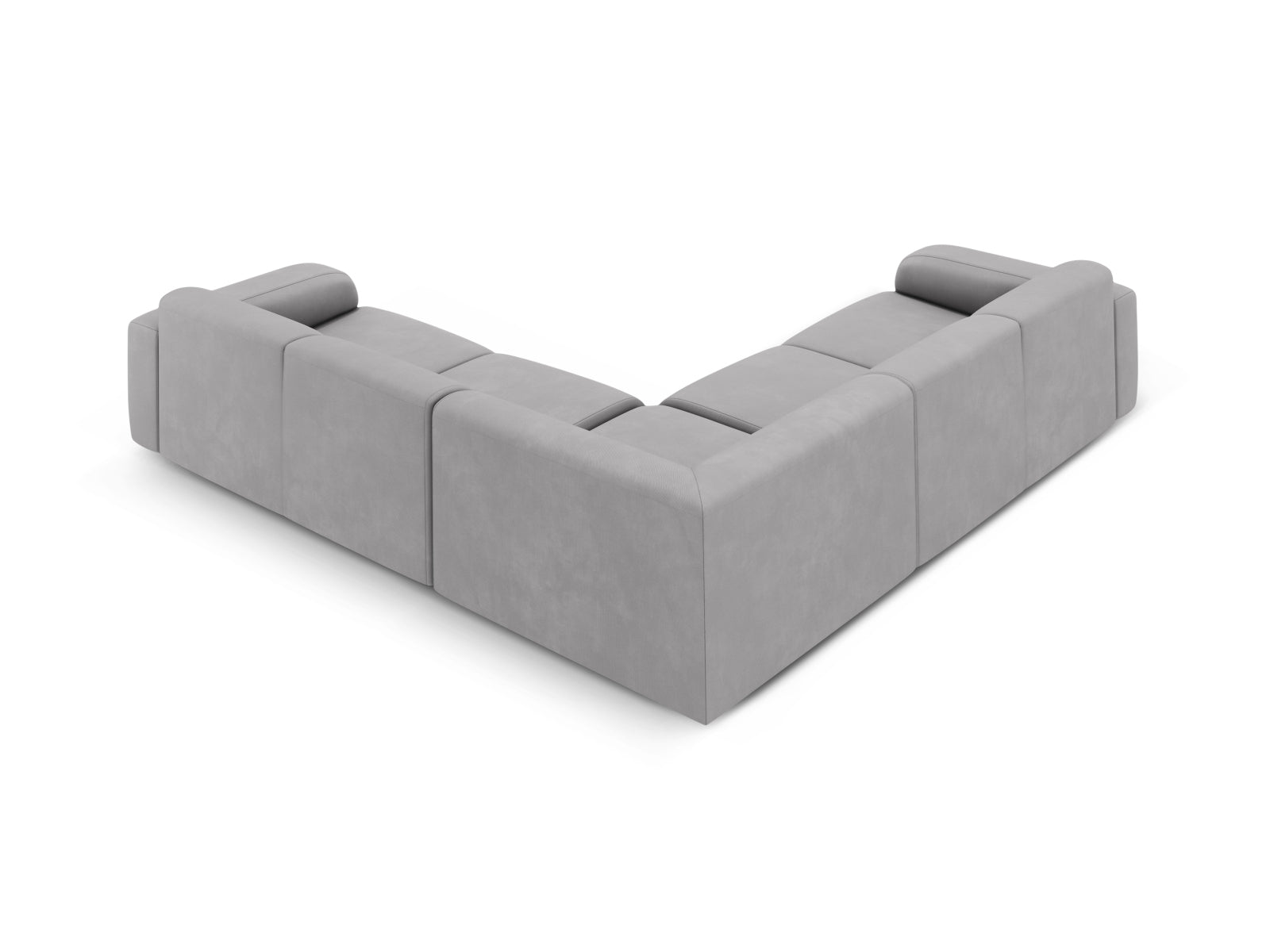 Modernes Molino Symmetrical Ecksofa in sanftem Grau, perfekt für gemütliche Wohnzimmer. 5-Sitzer von Micadoni für stilvolle Entspannung.