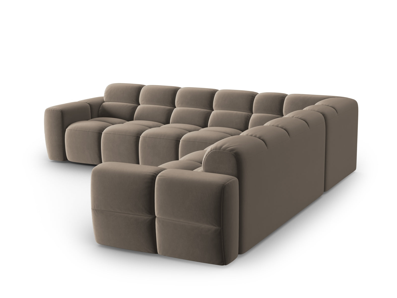 Entdecken Sie das Lisa Velour Symmetrical Ecksofa 5 Sitzer von Micadoni – elegantes Design, hervorragender Komfort und flexible Gestaltung für Ihr Zuhause.