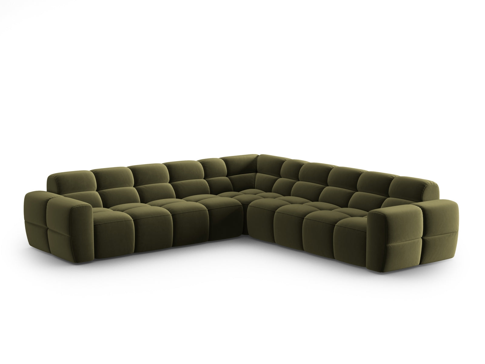 Lisa Velour Symmetrical Ecksofa 5 Sitzer in Light Green präsentiert im Onlineshop von KAQTU Design AG. Ecksofa ist von Micadoni