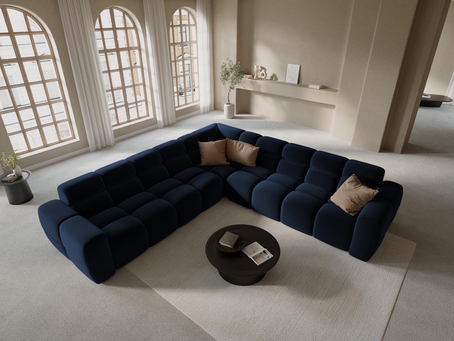 Entdecken Sie das Lisa Velour Symmetrical Ecksofa 5 Sitzer von Micadoni – elegantes Design, hervorragender Komfort und flexible Gestaltung für Ihr Zuhause.