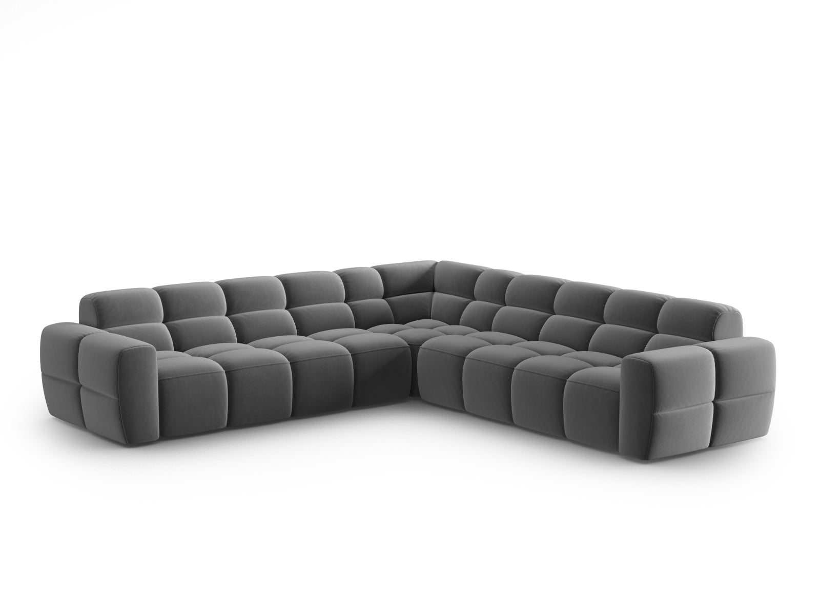 Lisa Velour Symmetrical Ecksofa 5 Sitzer in Light Grey präsentiert im Onlineshop von KAQTU Design AG. Ecksofa ist von Micadoni
