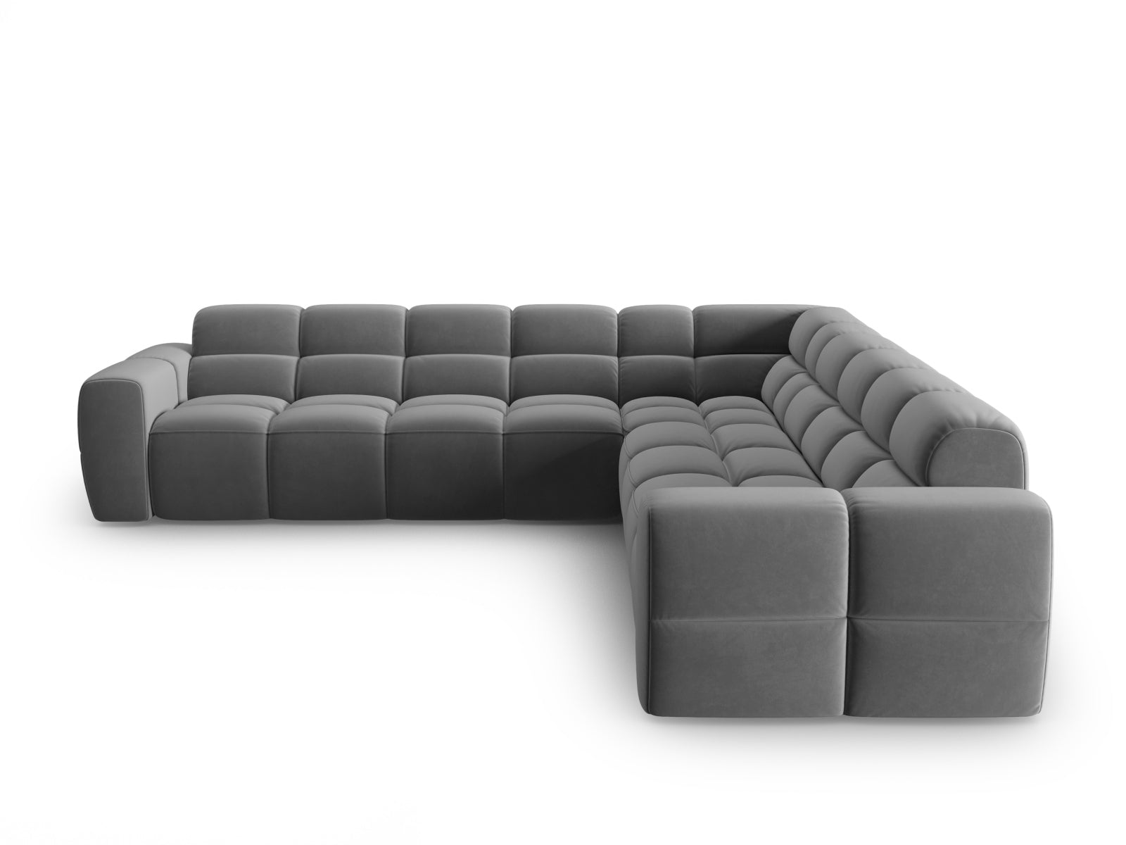 Erleben Sie das Lisa Velour Symmetrical Ecksofa 5 Sitzer von Micadoni – stilvolles Design, optimaler Sitzkomfort und vielseitige Anpassungsmöglichkeiten für Ihr Wohnzimmer.