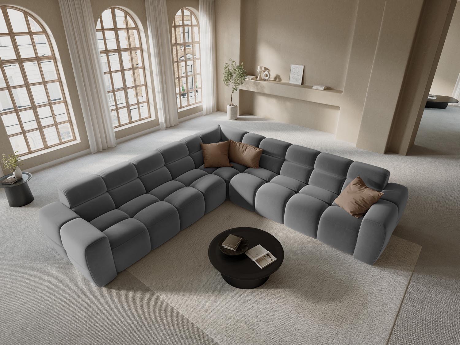 Entdecken Sie das Lisa Velour Symmetrical Ecksofa 5 Sitzer von Micadoni – elegantes Design, hervorragender Komfort und flexible Gestaltung für Ihr Zuhause.