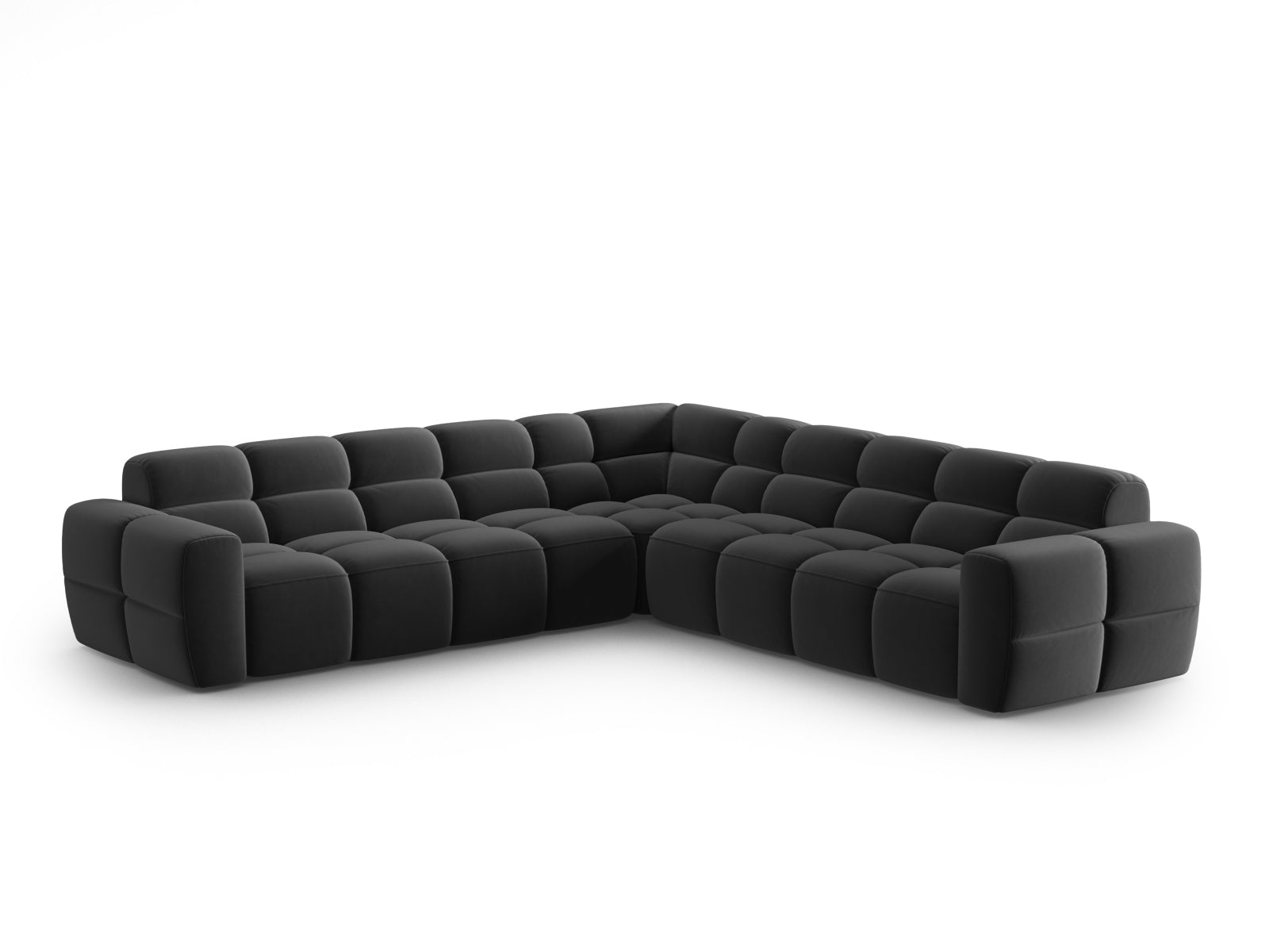 Lisa Velour Symmetrical Ecksofa 5 Sitzer in Dark Grey präsentiert im Onlineshop von KAQTU Design AG. Ecksofa ist von Micadoni