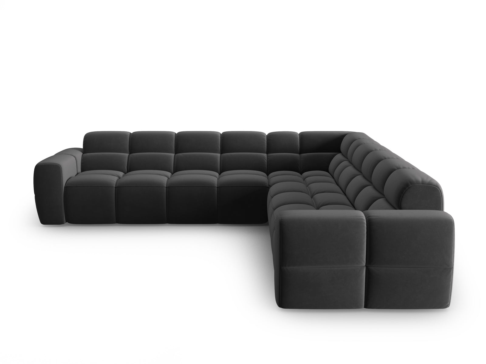 Erleben Sie das Lisa Velour Symmetrical Ecksofa 5 Sitzer von Micadoni – stilvolles Design, optimaler Sitzkomfort und vielseitige Anpassungsmöglichkeiten für Ihr Wohnzimmer.