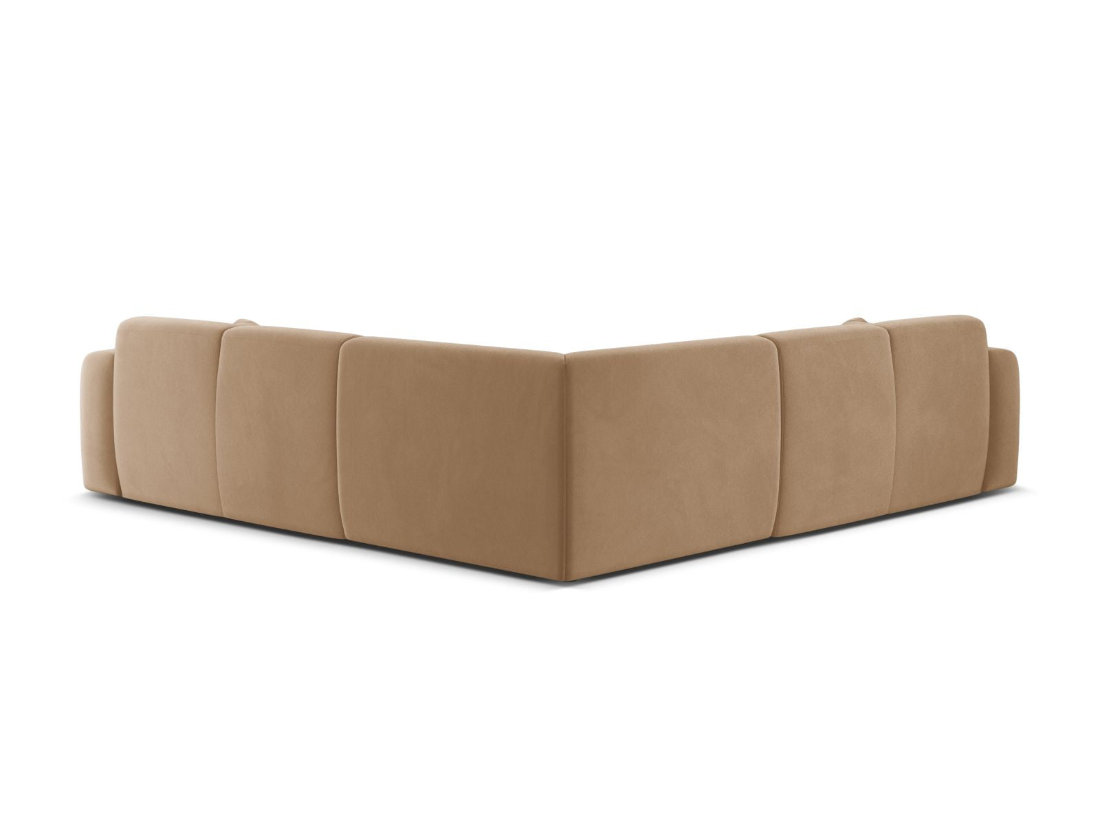 Elegantes 5-Sitzer Ecksofa Molino aus weichem Velours in Sand-Casino, ideal für stilvolle Wohnräume und gesellige Stunden.