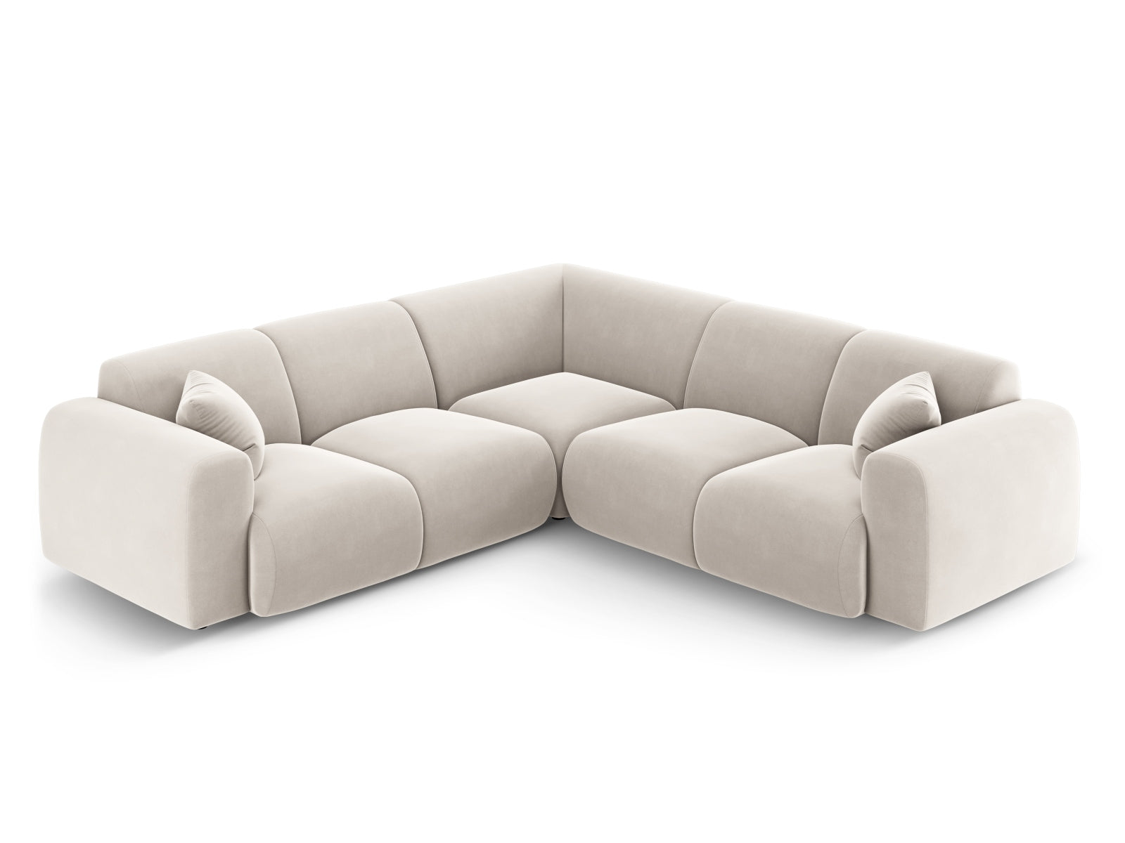 Elegantes Molino Velour Ecksofa in hellem Beige, ideal für stilvolle Wohnräume. Komfortables 5-Sitzer Design von Micadoni.