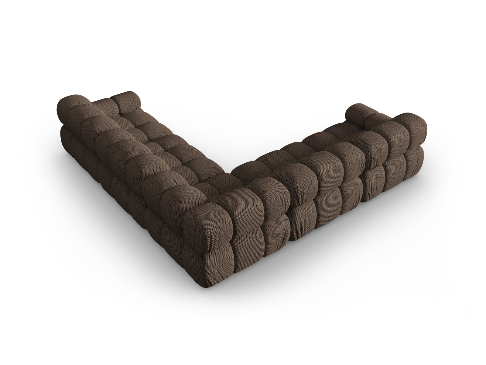 Modernes Bellis Ecksofa in warmem Braun, bietet Platz für 5 Personen und vereint Komfort mit zeitgemäßem Design für jeden Wohnraum.