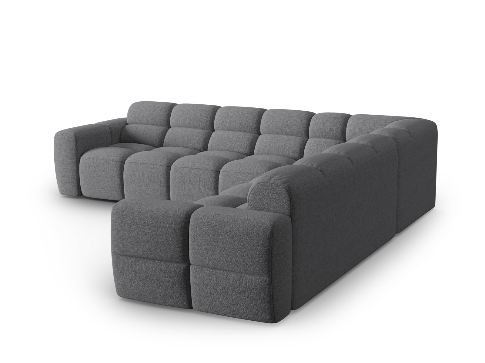 Entdecken Sie das elegante Lisa Symmetrical Ecksofa von Micadoni. Dieses 5-Sitzer Sofa aus hochwertigem Velours bietet perfekten Komfort und zeitgemässes Design.