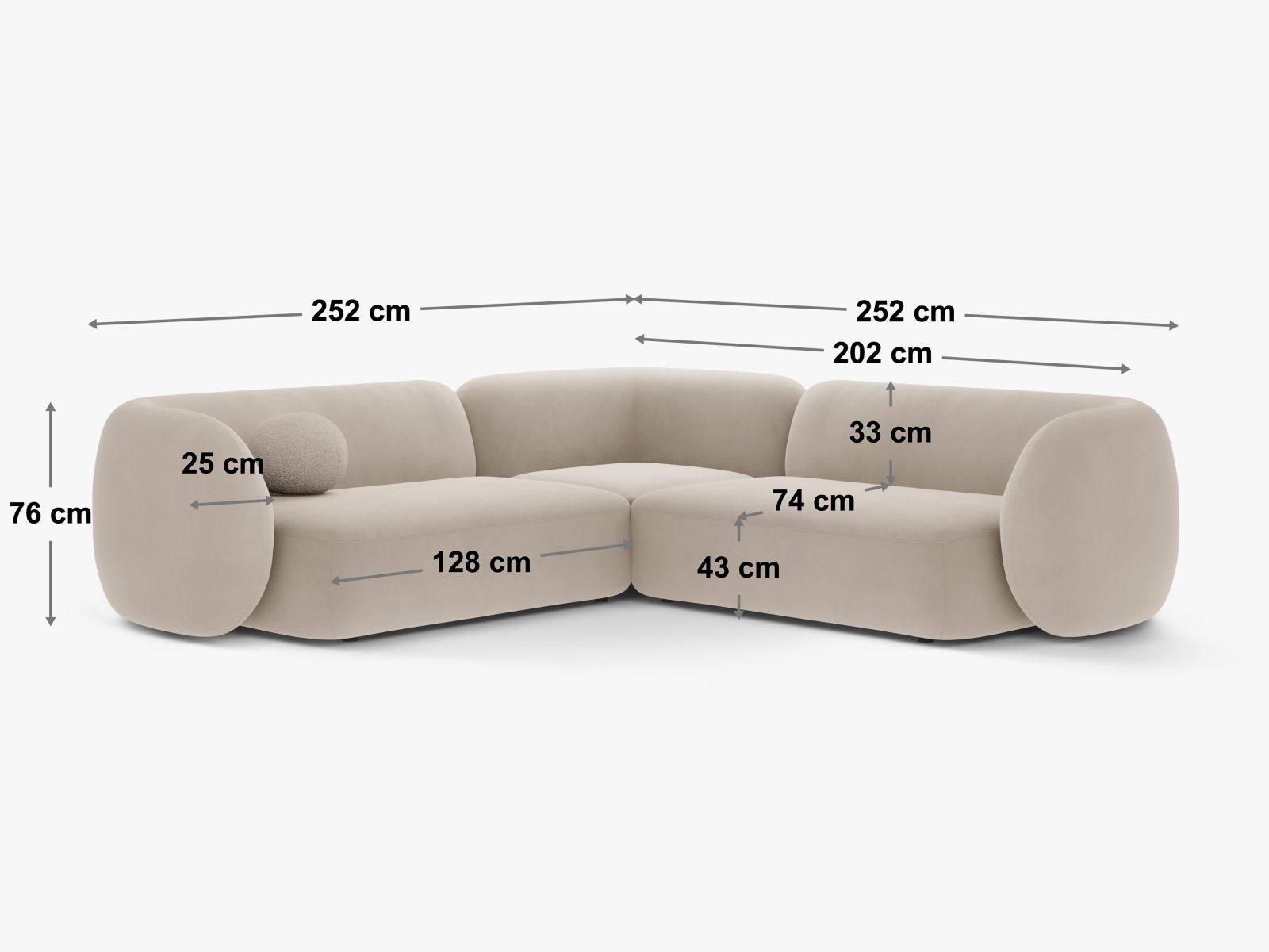 Elegantes 5-Sitzer Ecksofa Kate in harmonischem Green Blue Melange, perfekt für stilvolle und gemütliche Wohnambiente.