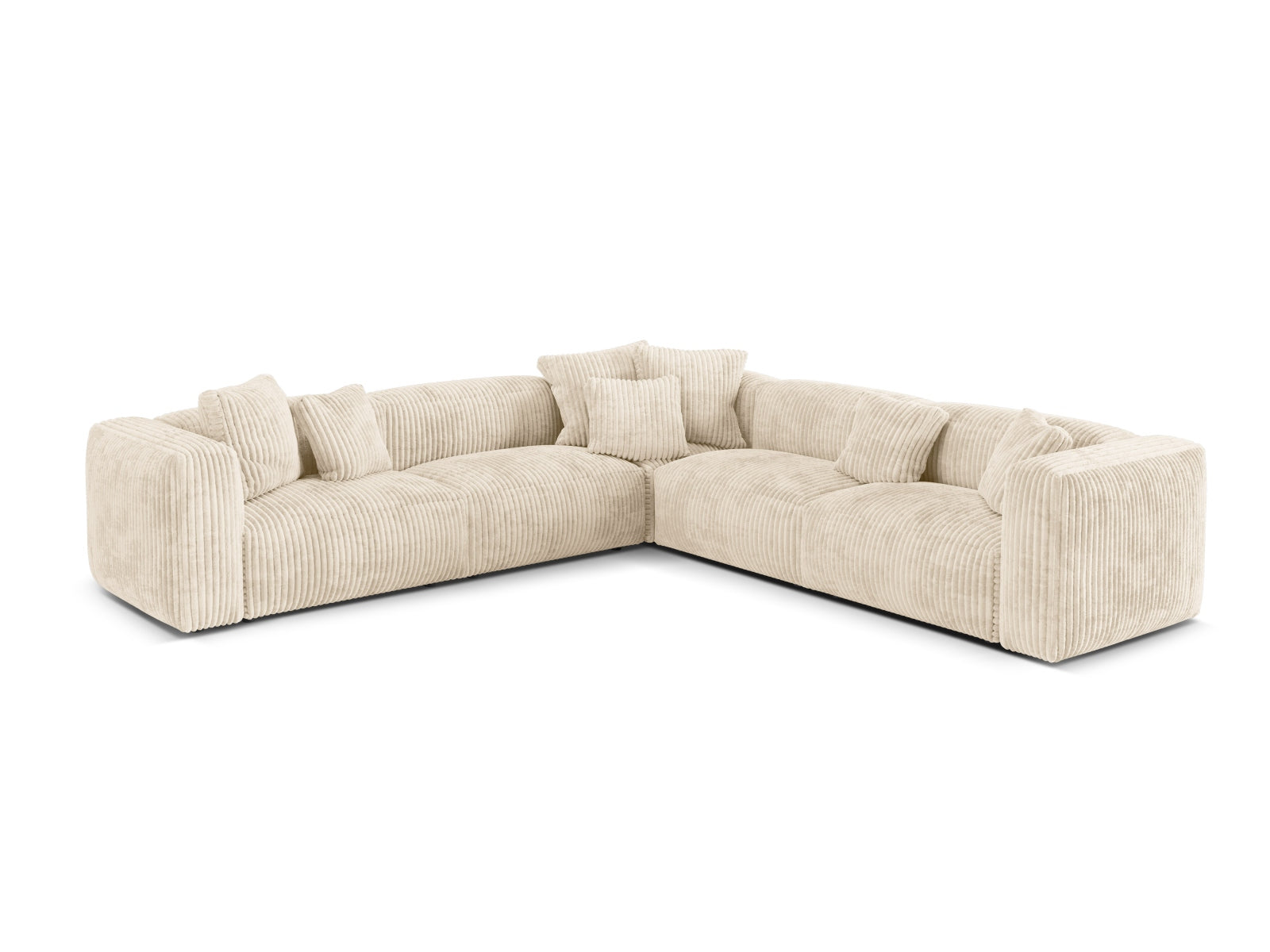 Elegantes 5-Sitzer Ecksofa Martina mit symmetrischer Form, perfekt für gemütliche Zusammenkünfte und modernes Wohnen.
