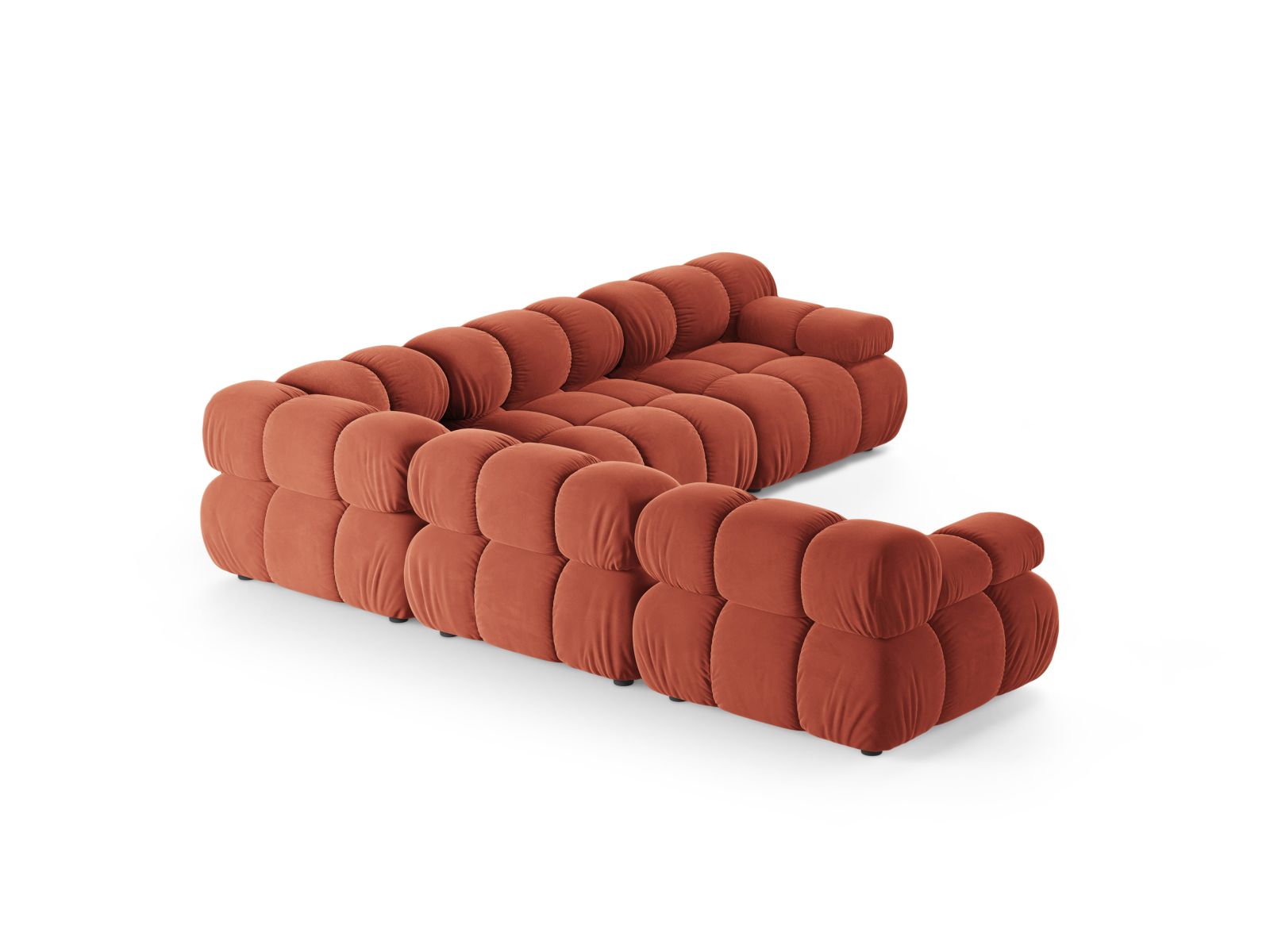 Elegantes 5-Sitzer Ecksofa Symmetric Bellis in Coral-Venus, ideal für entspannte Abende und stilvolle Einrichtung von Micadoni.