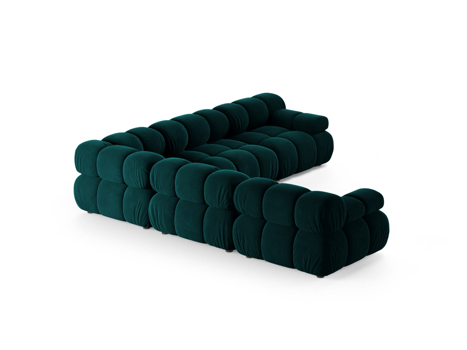 Elegantes 5-Sitzer Ecksofa Symmetric Bellis in stilvollem Petrol, ideal für gemütliche Abende und modernes Wohndesign.