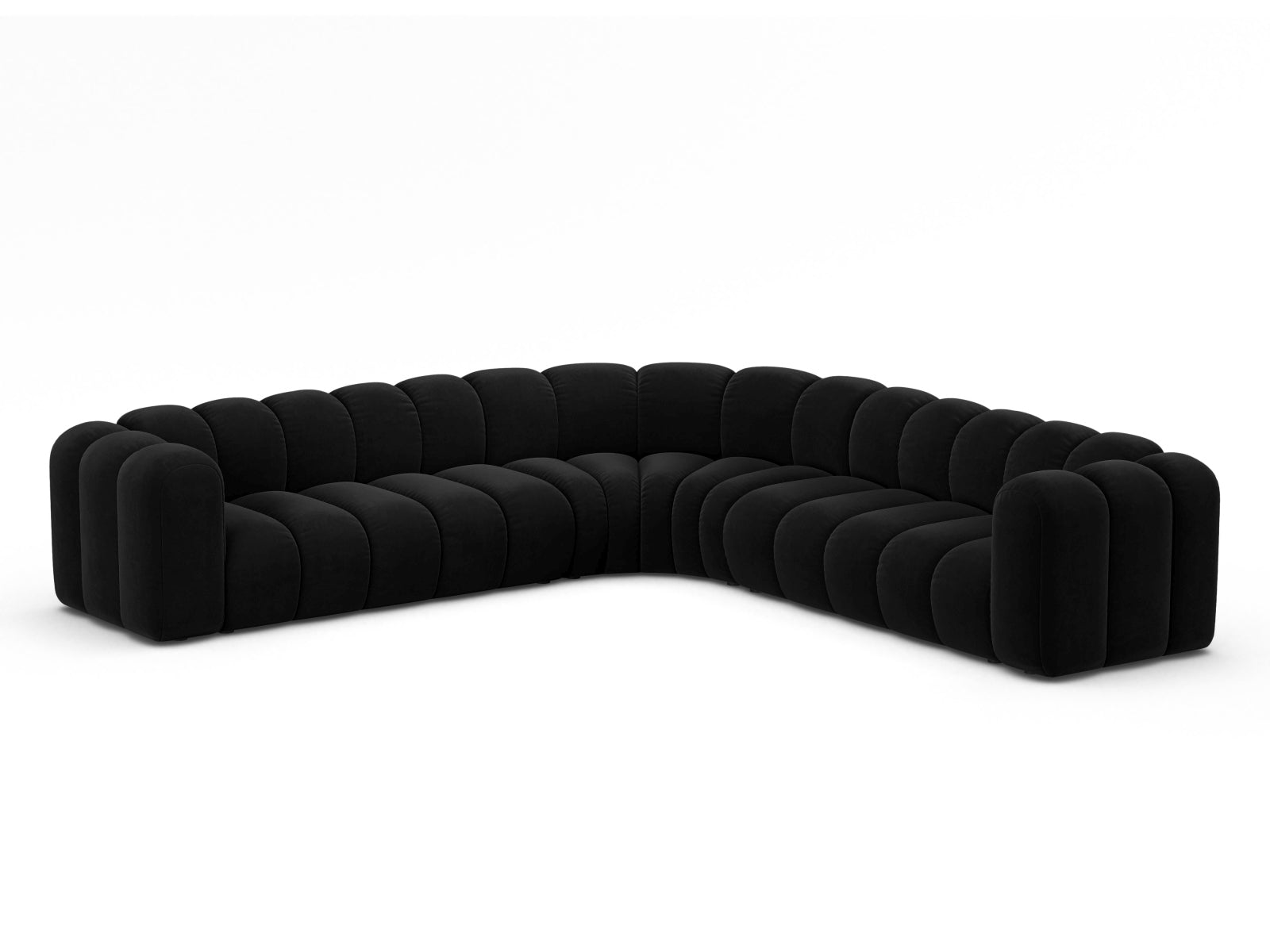 Luxuriöses Velours Ecksofa mit 6 Plätzen, vielseitig und modern, perfekt für gemütliche und elegante Wohnambiente von Micadoni.