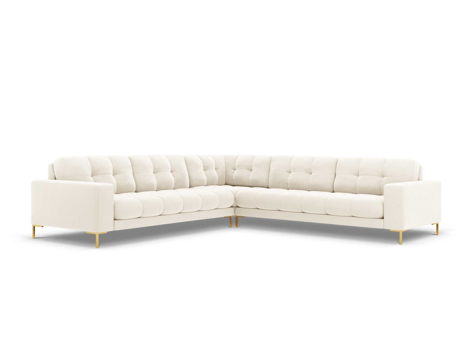 Mamaia Velour Symmetrical Ecksofa 6 Sitzer in Light Beige/Gold präsentiert im Onlineshop von KAQTU Design AG. Ecksofa ist von Micadoni