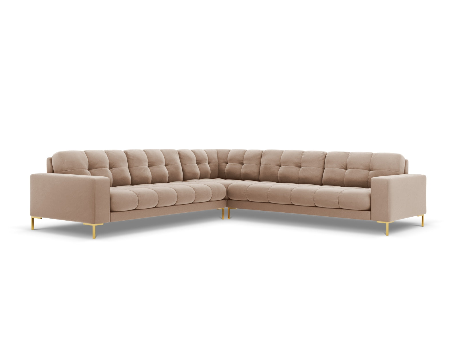 Mamaia Velour Symmetrical Ecksofa 6 Sitzer in Beige/Gold präsentiert im Onlineshop von KAQTU Design AG. Ecksofa ist von Micadoni