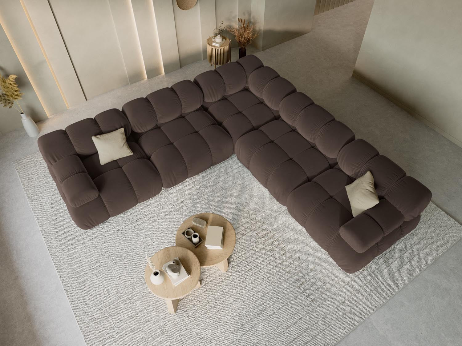 Entdecken Sie das stilvolle Bellis Velour Ecksofa von Micadoni – 282 cm pure Eleganz und Komfort für Ihr Zuhause.