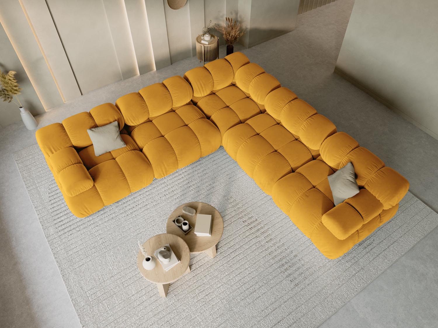 Entdecken Sie das stilvolle Bellis Velour Ecksofa von Micadoni – ein 5-Sitzer mit 282 cm, ideal für Komfort und Eleganz in Ihrem Wohnzimmer.