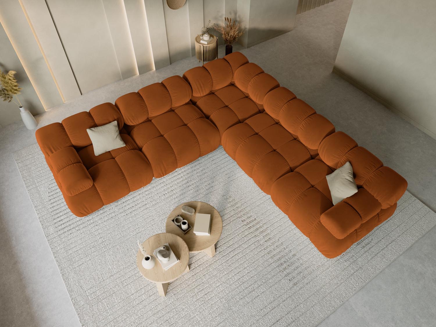 Entdecken Sie das elegante Bellis Velour Ecksofa von Micadoni – ein 5-Sitzer mit 282 cm, ideal für stilvolle Wohnräume und maximalen Komfort.