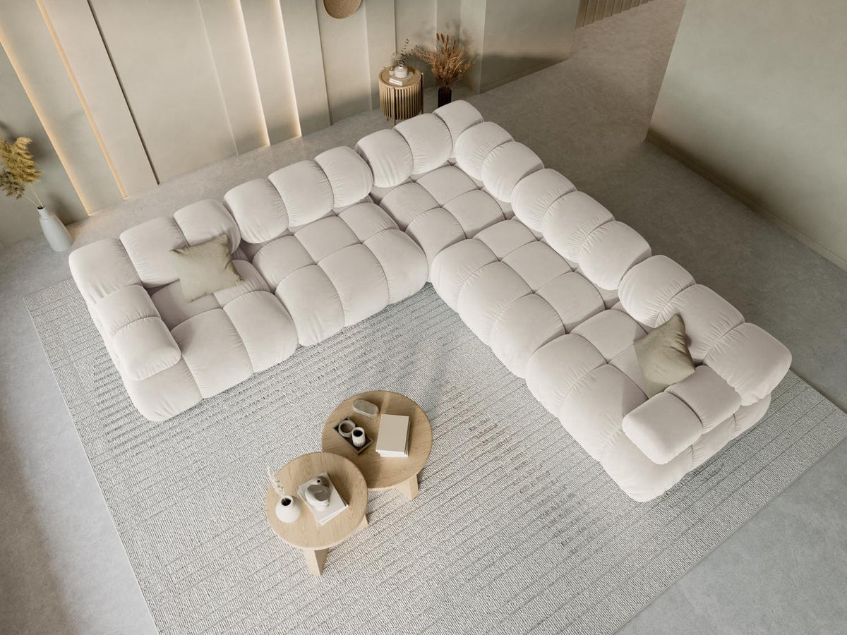 Bellis Velour Symmetrical Ecksofa 5 Sitzer 282cm in Dark Beige-Bluvel präsentiert im Onlineshop von KAQTU Design AG. Ecksofa ist von Micadoni