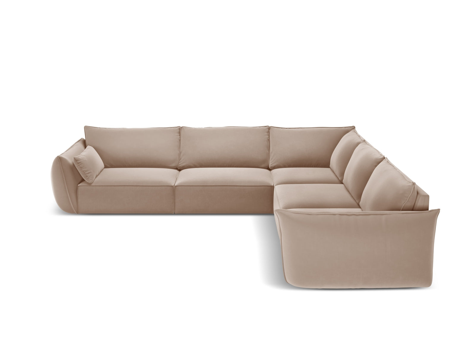 Kaelle Velour Symmetrical Ecksofa 7 Sitzer in Beige-Bluvel präsentiert im Onlineshop von KAQTU Design AG. Ecksofa ist von Micadoni