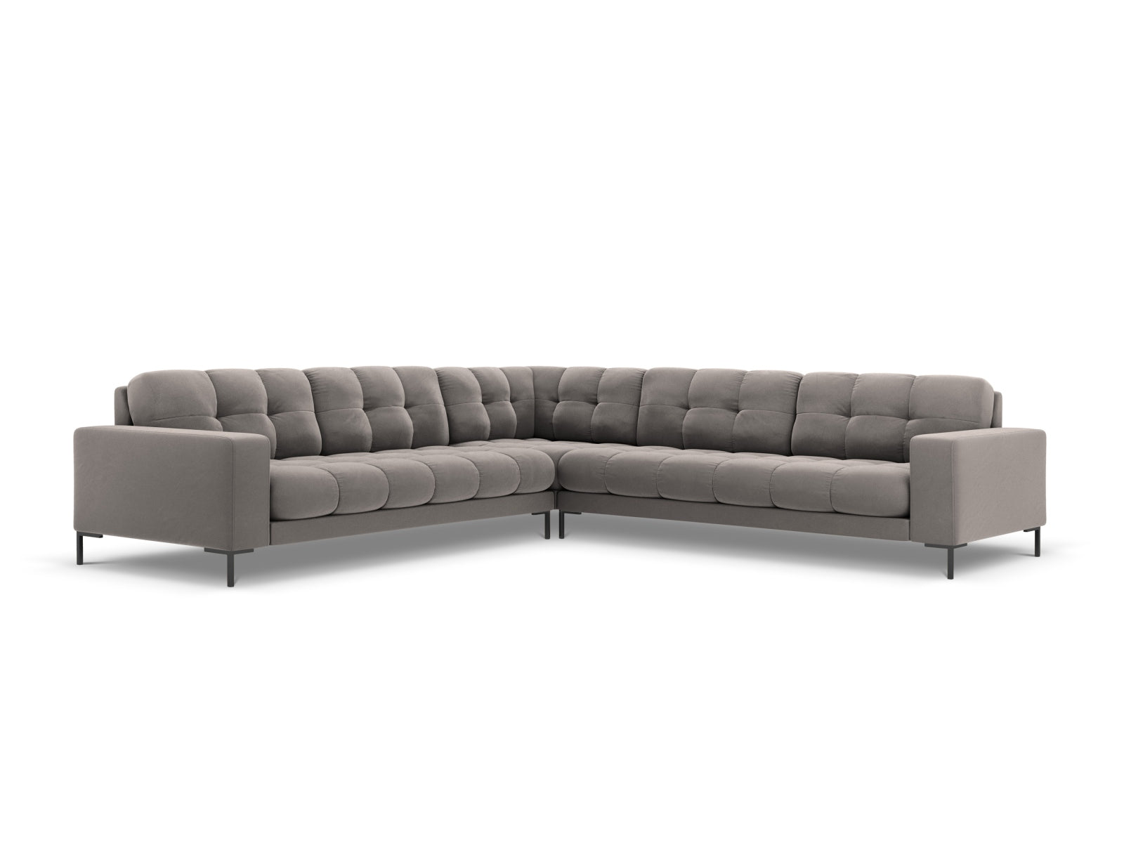 Mamaia Velour Symmetrical Ecksofa 6 Sitzer in Light Grey/Schwarz-Bluvel präsentiert im Onlineshop von KAQTU Design AG. Ecksofa ist von Micadoni