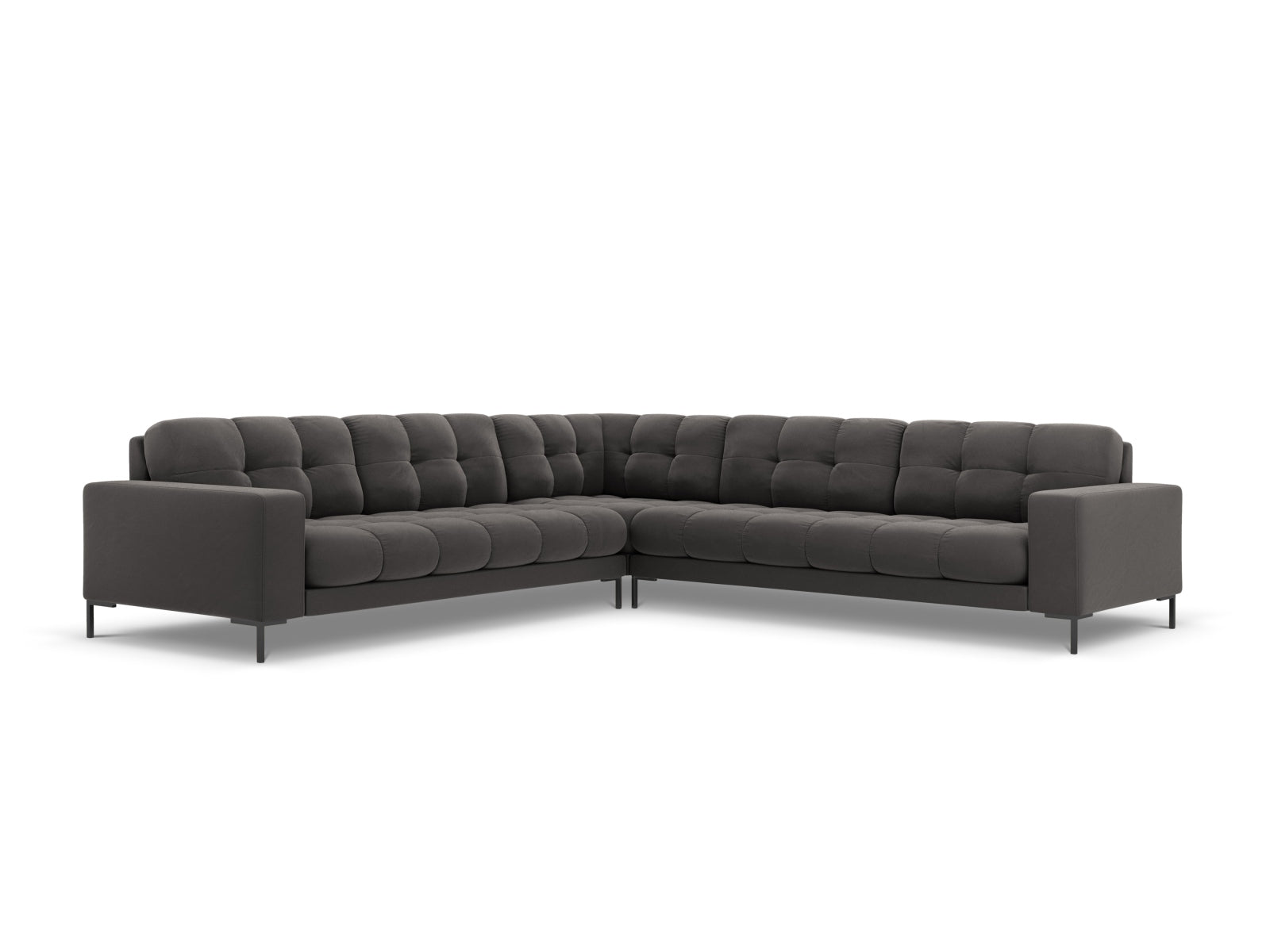 Mamaia Velour Symmetrical Ecksofa 6 Sitzer in Dark Grey/Schwarz präsentiert im Onlineshop von KAQTU Design AG. Ecksofa ist von Micadoni