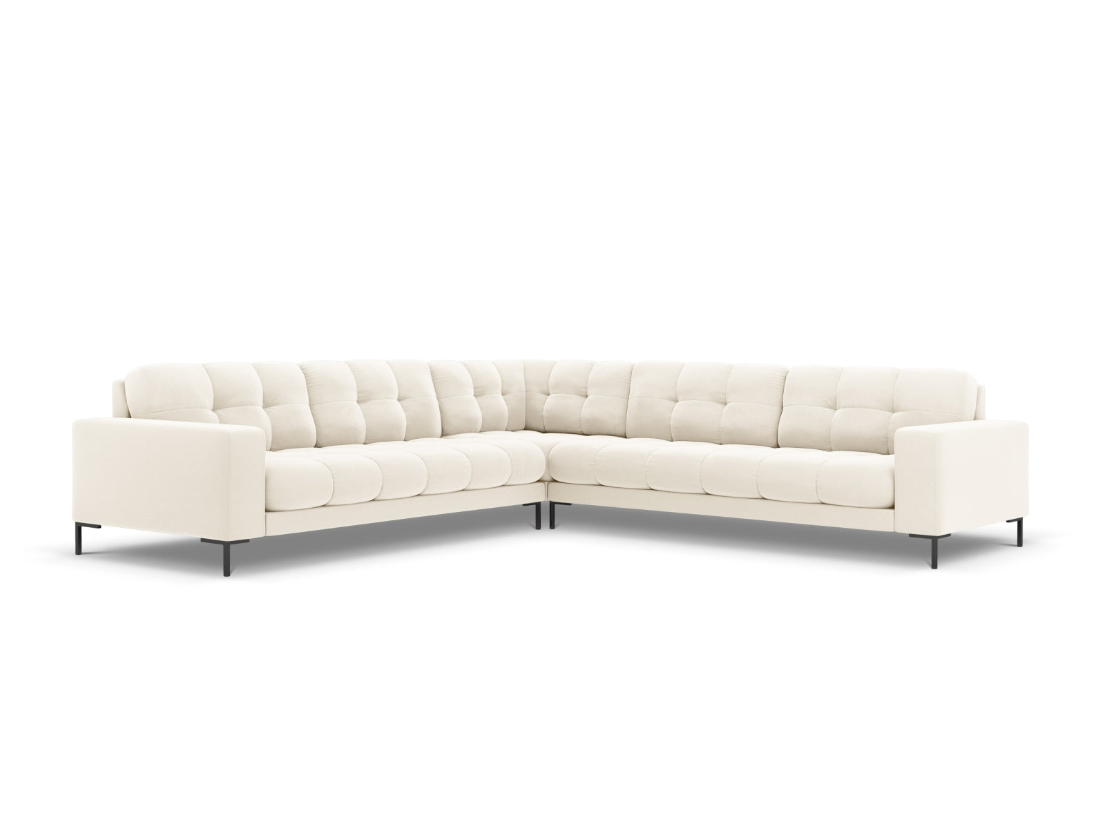Mamaia Velour Symmetrical Ecksofa 6 Sitzer in Light Beige/Schwarz-Bluvel präsentiert im Onlineshop von KAQTU Design AG. Ecksofa ist von Micadoni