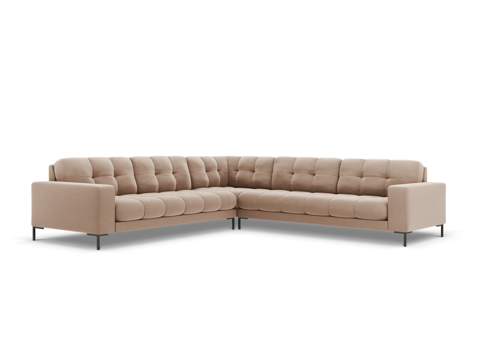 Mamaia Velour Symmetrical Ecksofa 6 Sitzer in Beige/Schwarz-Bluvel präsentiert im Onlineshop von KAQTU Design AG. Ecksofa ist von Micadoni