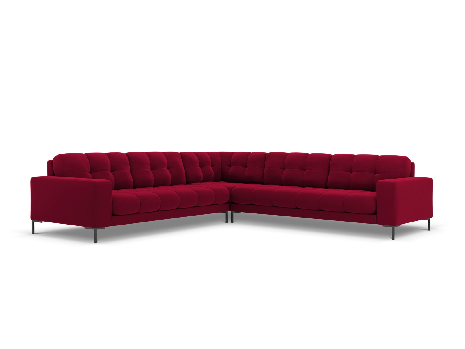 Mamaia Velour Symmetrical Ecksofa 6 Sitzer in Red/Schwarz präsentiert im Onlineshop von KAQTU Design AG. Ecksofa ist von Micadoni