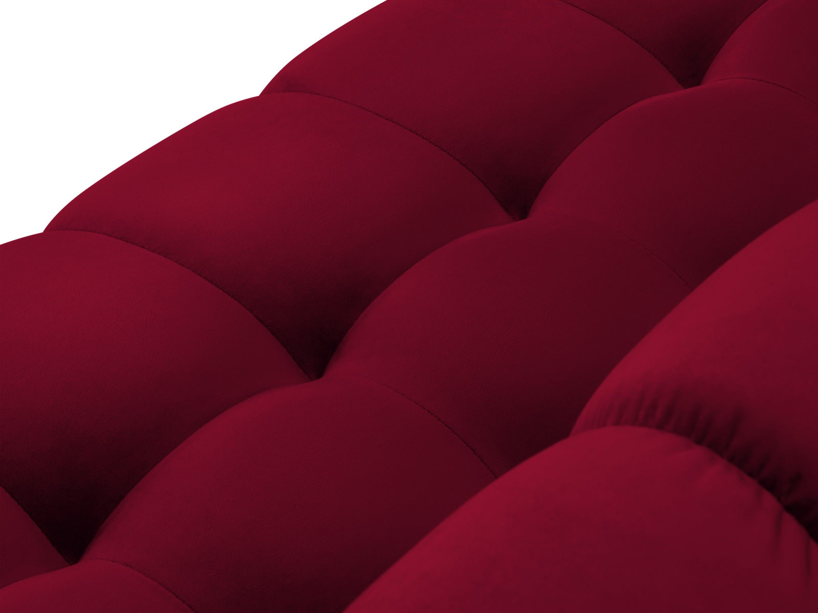Elegantes Mamaia Velour Ecksofa in Rot und Schwarz, ideal für gemütliche Abende und moderne Wohnkonzepte.
