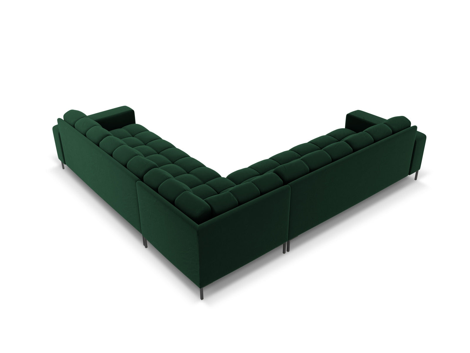 Elegantes Mamaia Velour Ecksofa in luxuriösem Flaschengrün, ideal für großzügige Wohnräume und stilvolle Einrichtung von Micadoni.
