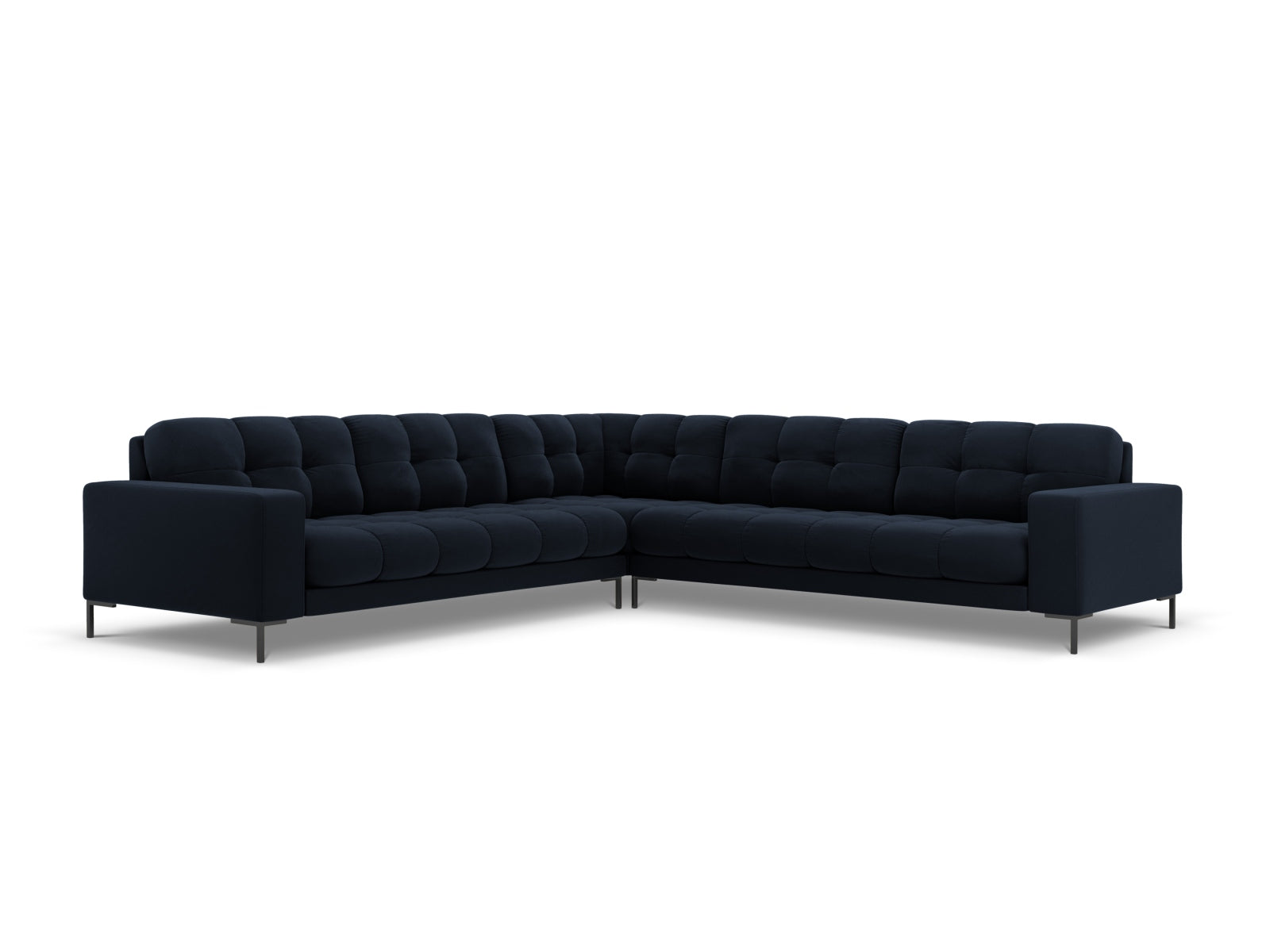 Mamaia Velour Symmetrical Ecksofa 6 Sitzer in Dark Blue/Schwarz präsentiert im Onlineshop von KAQTU Design AG. Ecksofa ist von Micadoni