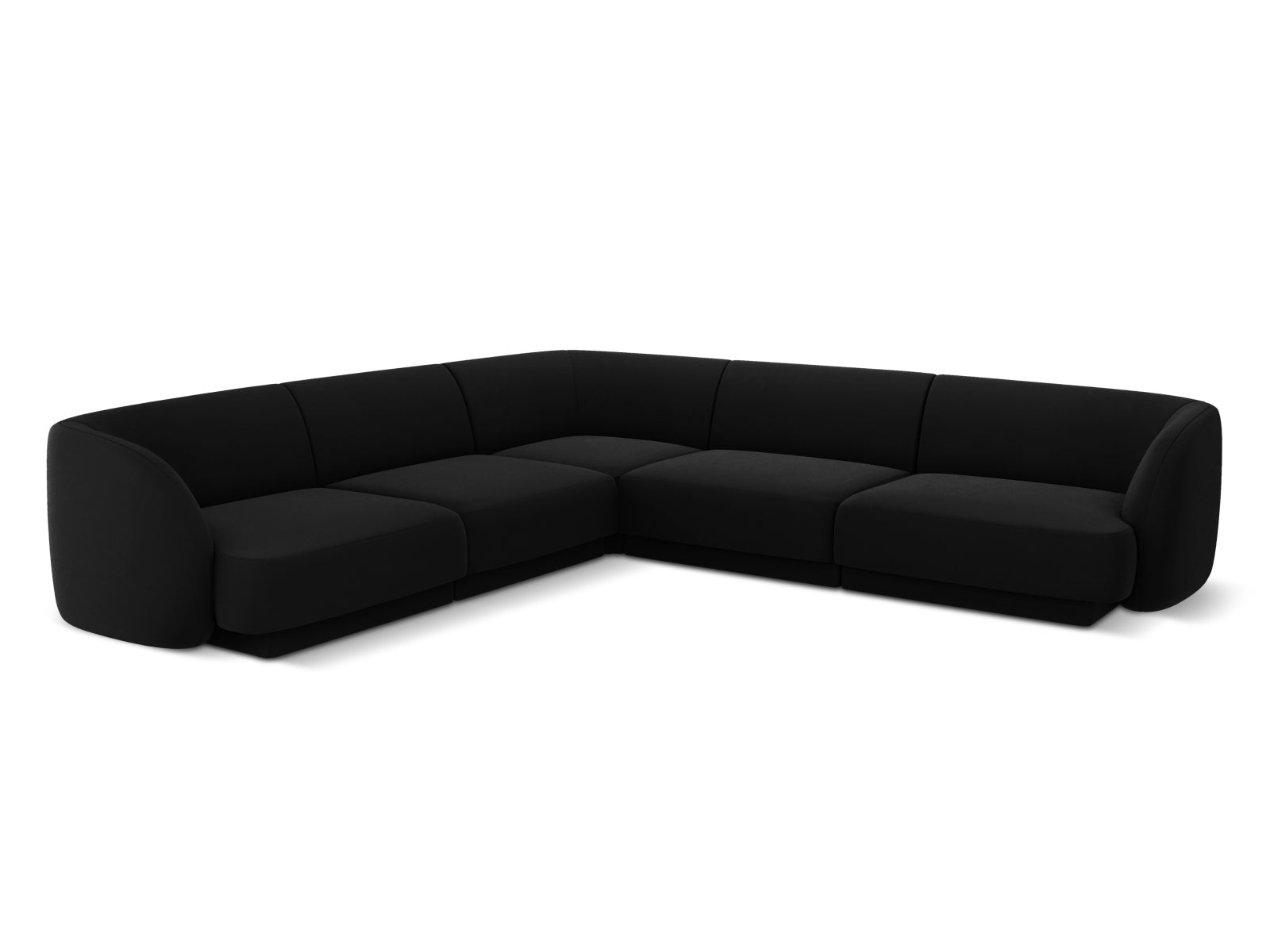 Miley Velour Symmetrical Ecksofa 5 Sitzer in Black-Bluvel präsentiert im Onlineshop von KAQTU Design AG. Ecksofa ist von Micadoni